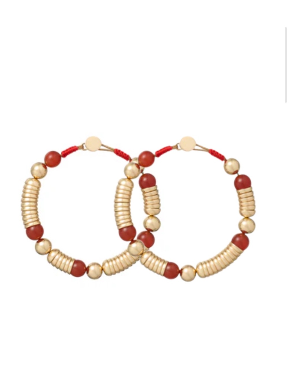 SET OF 2 Roxanne Assoulin Future Perfect Bracelet Red Carnelian Gold Tone